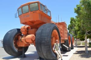 Photo opp with a military vehicle after staying in Space-A lodging