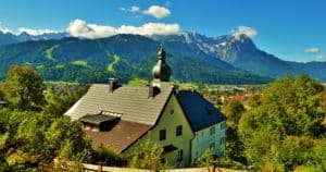 A traditional German house in the mountains of Bavaria