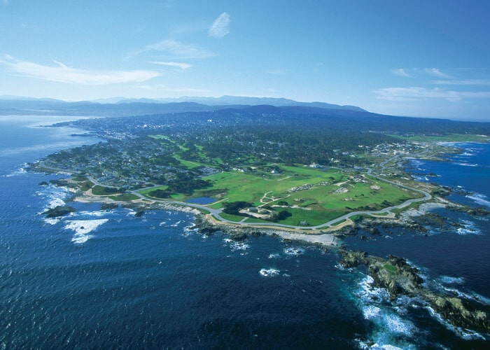 Aerial view of Pacific Grove Golf Links, one of the top 3 golf courses