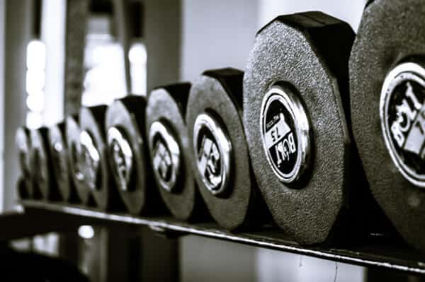 Dumbbells on a rack