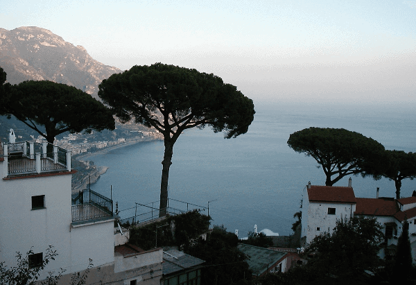 View of the ocean from a mountainside in Ravello, Italy