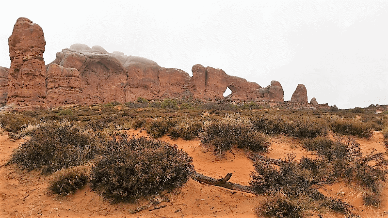 Red stone arches in Arches National Park