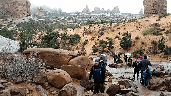 Picture of hikers in Arches National Park