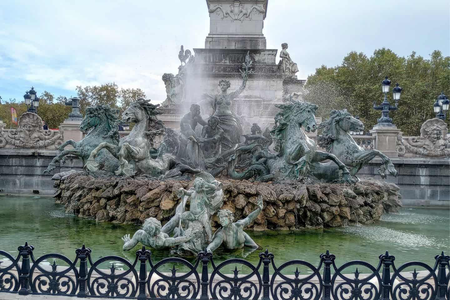 An ornate bronze fountain