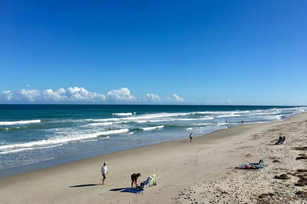 A long, sparsely-populated beach