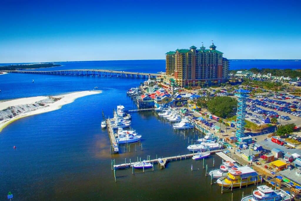 A colorful Florida skyline and bridge