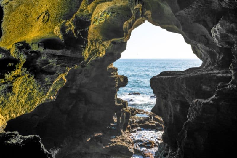 A carved rock formation in the shape of the continent of Africa