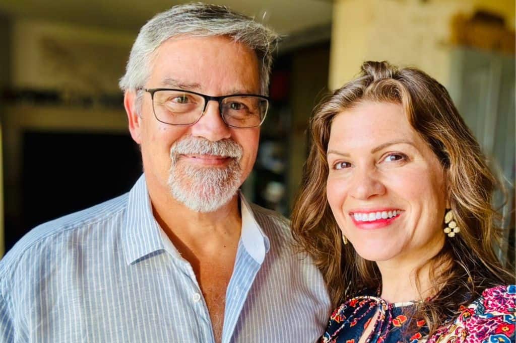 U.S. military retiree couple smiling at their home in France