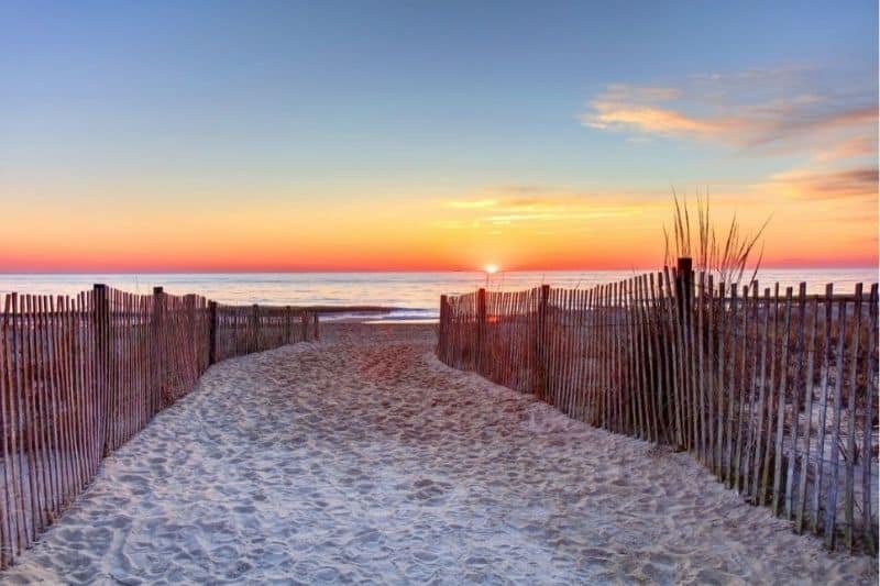 Sandy beach access path leading to the ocean.