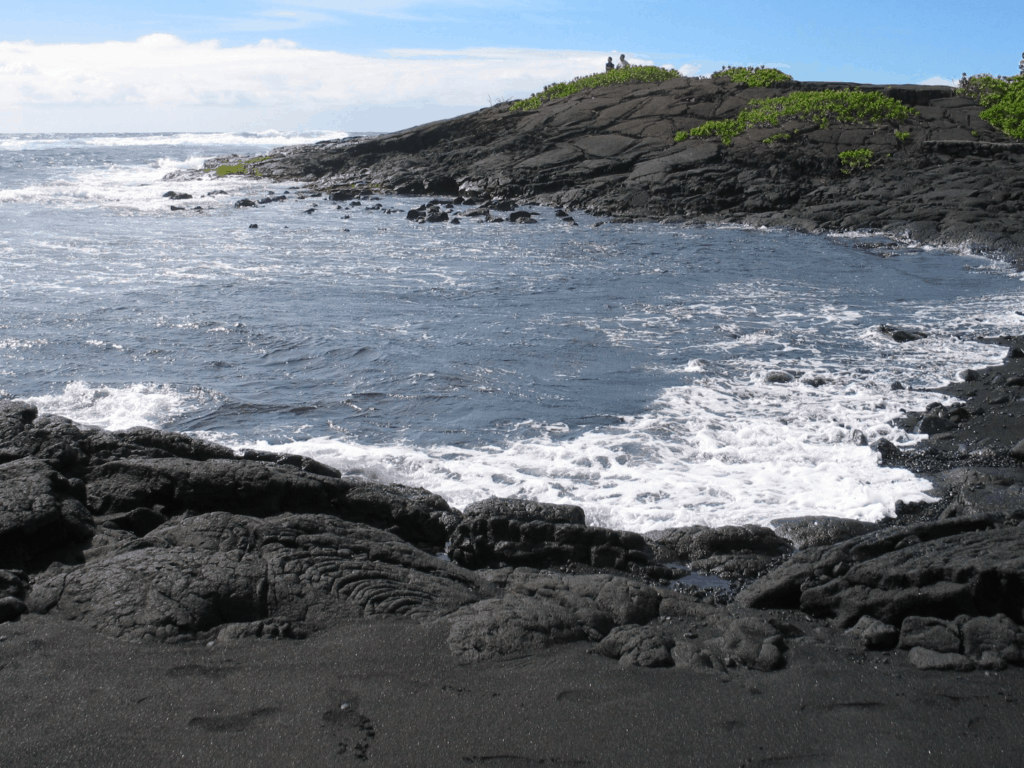 A black sand beach in Hawaii