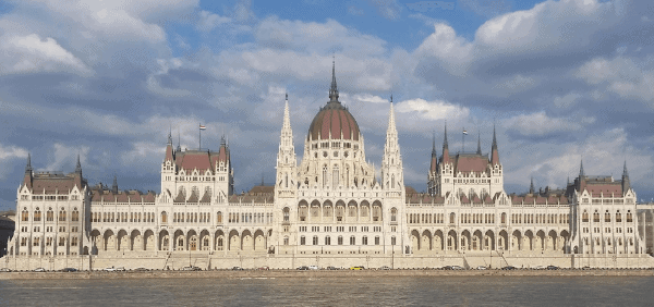 View of the domed Parliament building as seen from the river