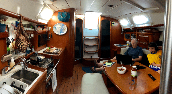 View of the galley and salon of the 2006 Beneteau 393