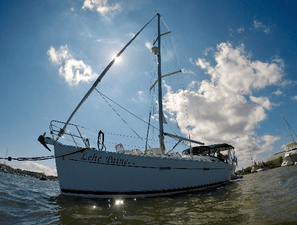 View of the Lehe Paine sailboat from the water.