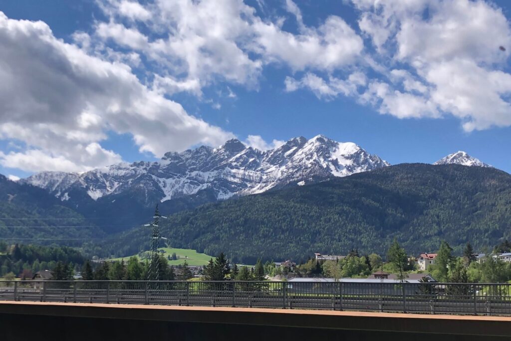 Snow-covered mountains viewed from a distance