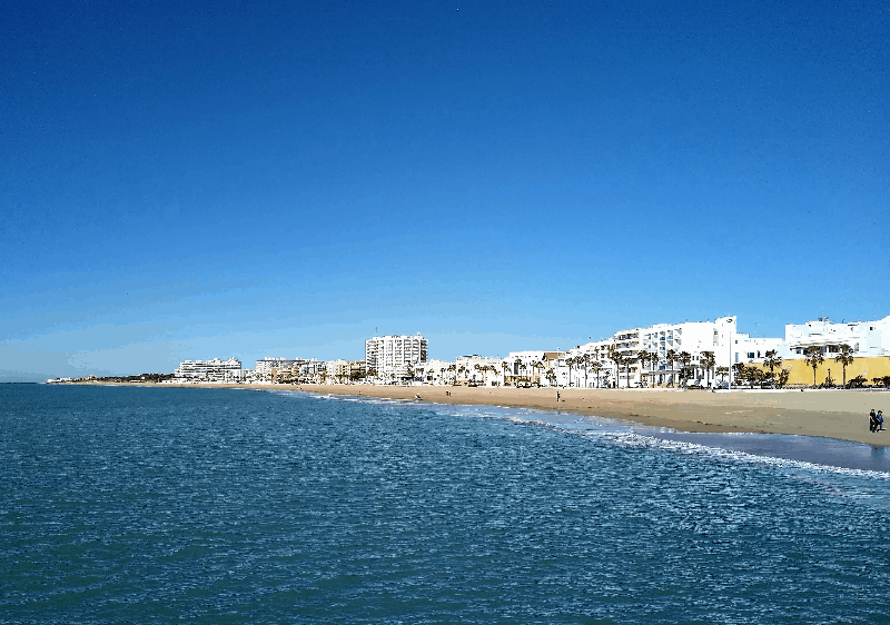 The skyline along the beach in Rota, Spain