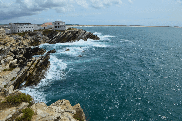 Waves crashing on the shores of Peniche, Portugal