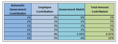Table illustrating government TSP contributions