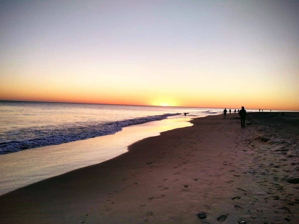 Sunset on the beach in Rota, Spain