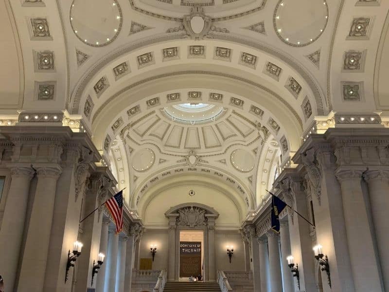 The rotunda in the granite entryway of Bancroft Hall